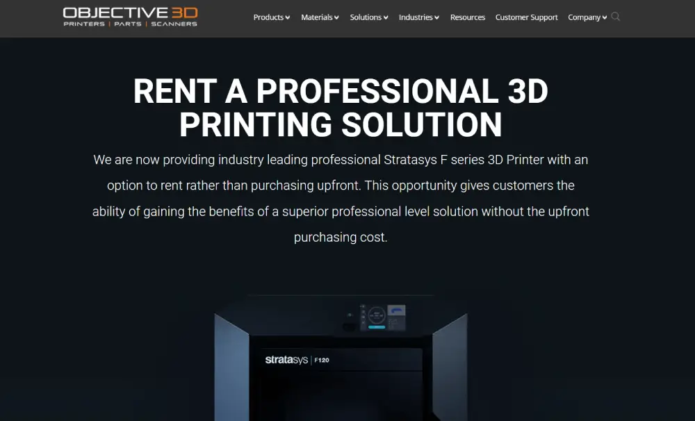 Rent a professional 3D printing solution